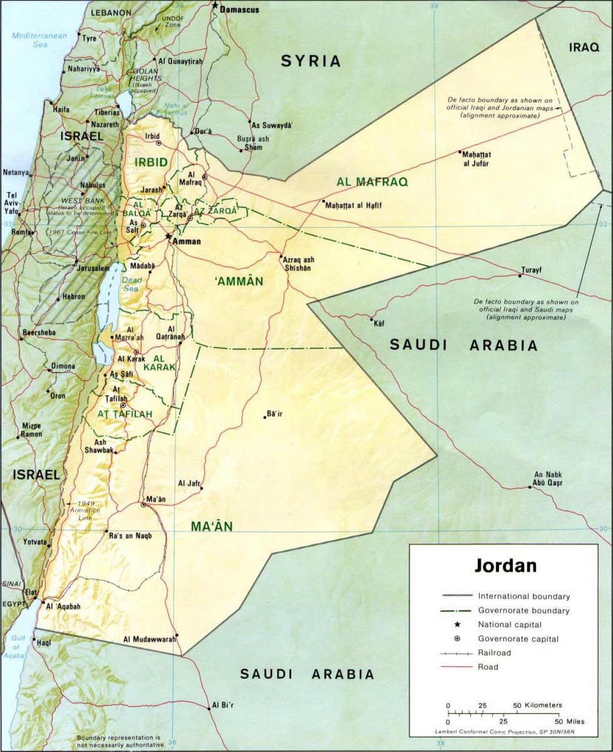 mapa detallat de Jordània