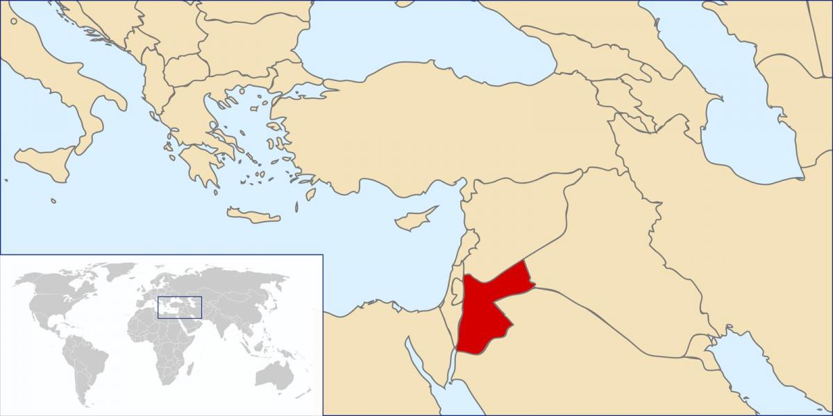 Jordània en el mapa del món