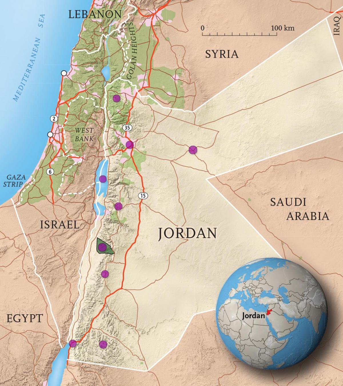 regne de Jordània mapa