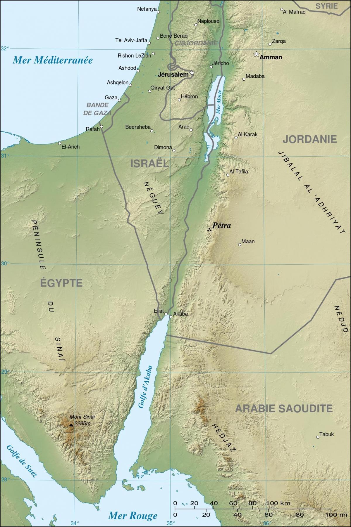 mapa de Jordània mostrant petra