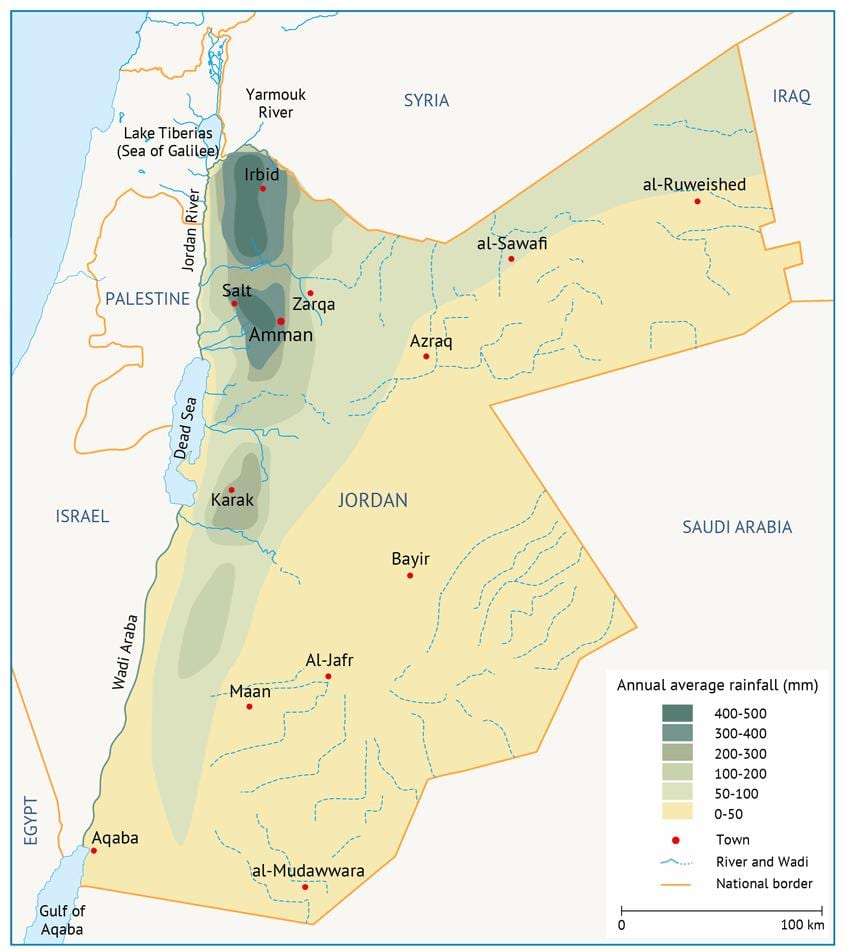 mapa de Jordània geografia