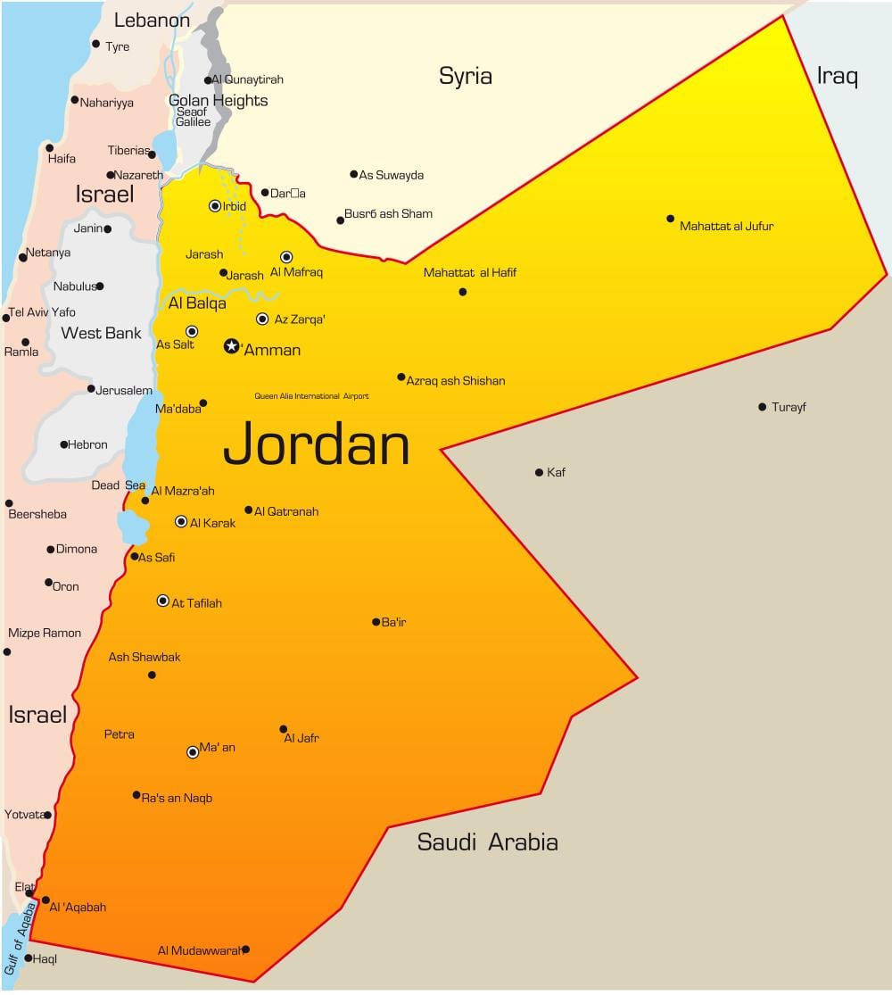 mapa de Jordània orient mitjà