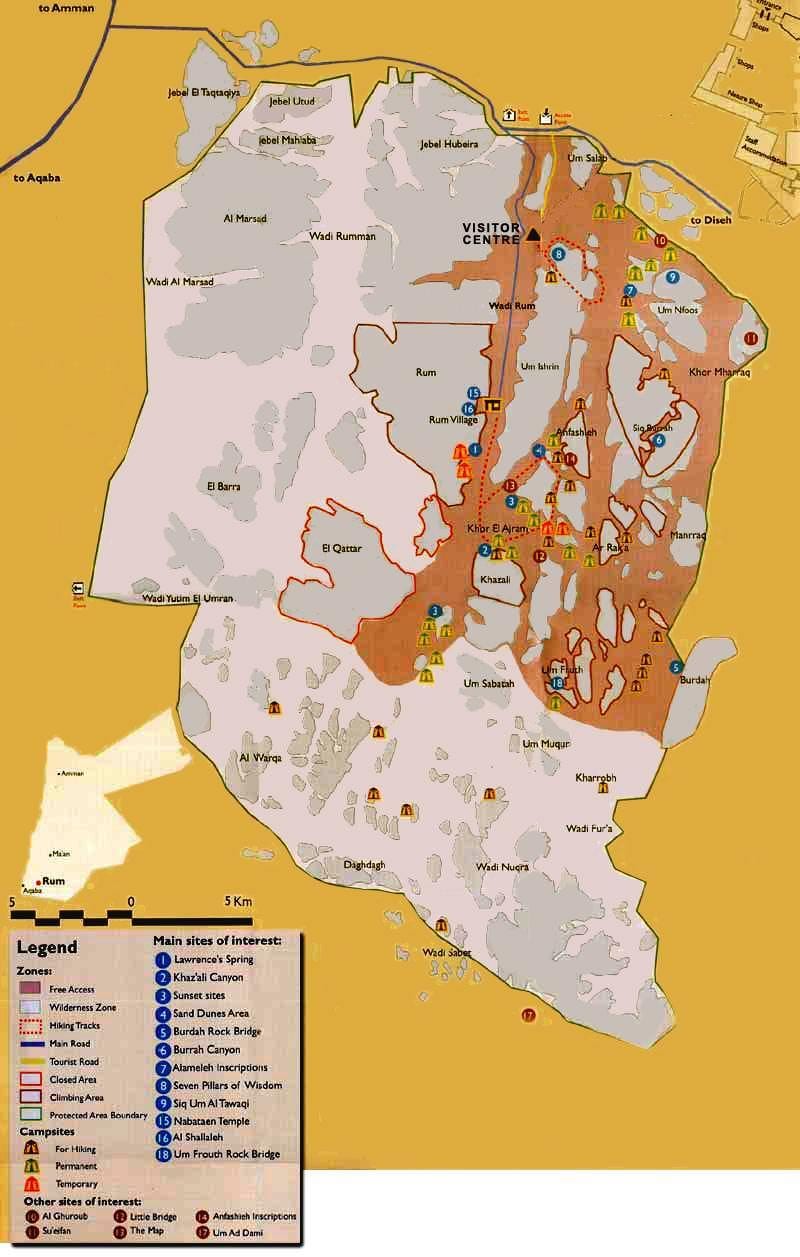 mapa de wadi rum Jordània