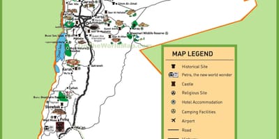 Mapa de Jordània llocs turístics