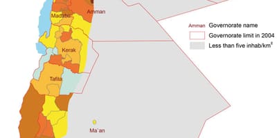 Mapa de Jordània població